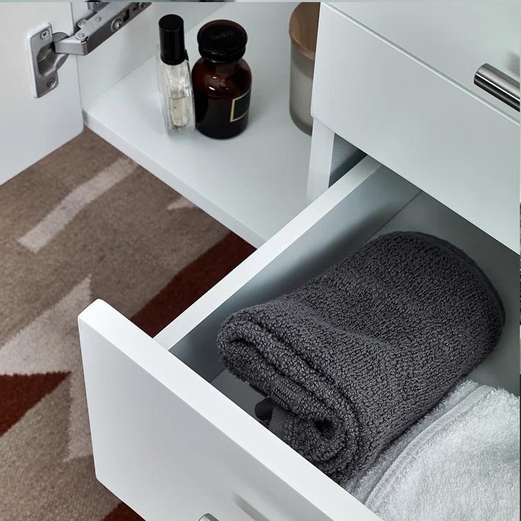 Lucera 36" Wall Mount Single Vessel Sink Right Version Bathroom Vanity with Medicine Cabinet