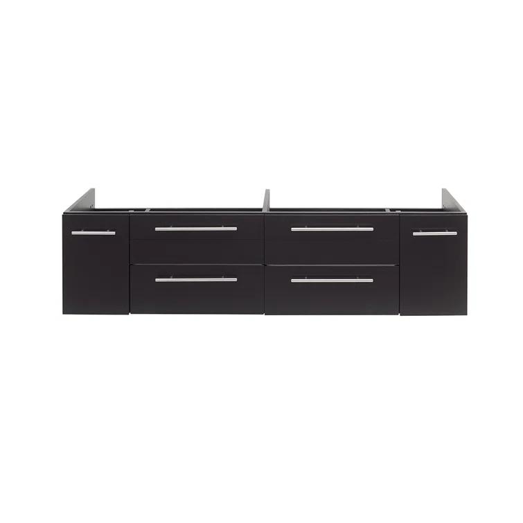 Fresca Lucera 60" Wall Mount Double Undermount Sink Bathroom Vanity Base Only (Top & Sink Not Included)
