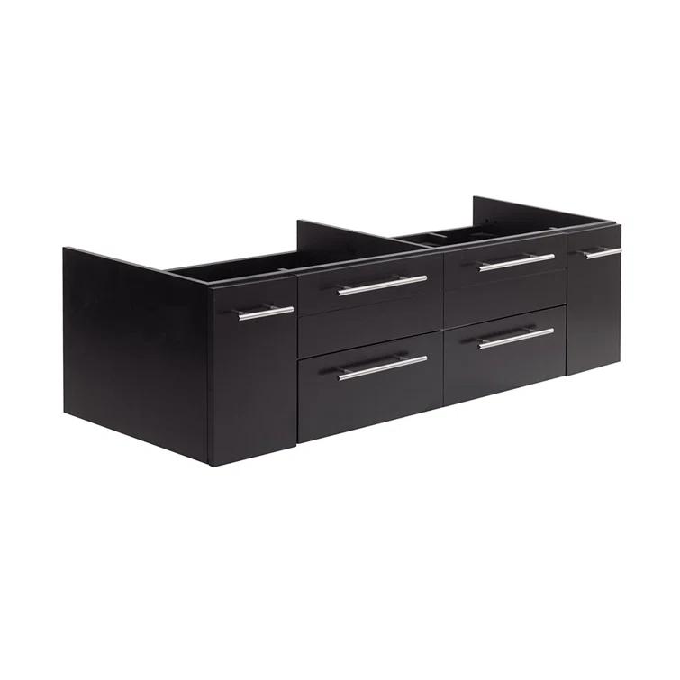 Fresca Lucera 60" Wall Mount Double Undermount Sink Bathroom Vanity Base Only (Top & Sink Not Included)