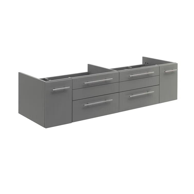 Fresca Lucera 60" Wall Mount Double Undermount Sink Bathroom Vanity Base Only (Top & Sink Not Included)