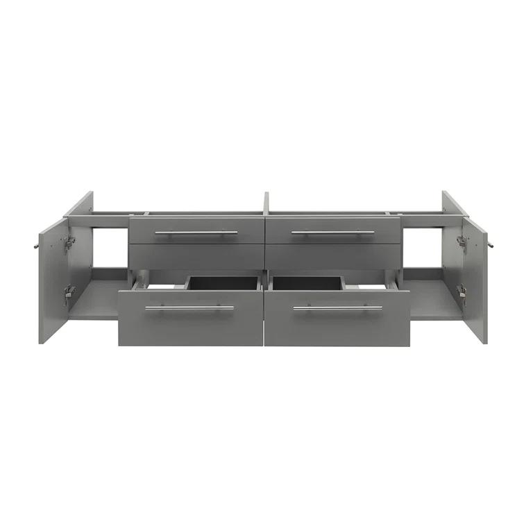 Fresca Lucera 60" Wall Mount Double Undermount Sink Bathroom Vanity Base Only (Top & Sink Not Included)