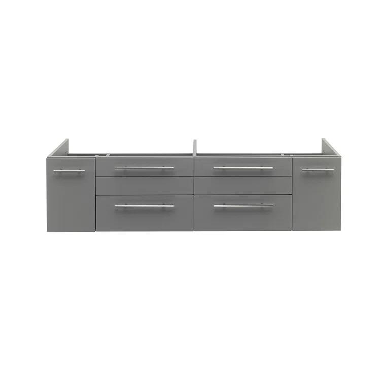 Fresca Lucera 60" Wall Mount Double Undermount Sink Bathroom Vanity Base Only (Top & Sink Not Included)