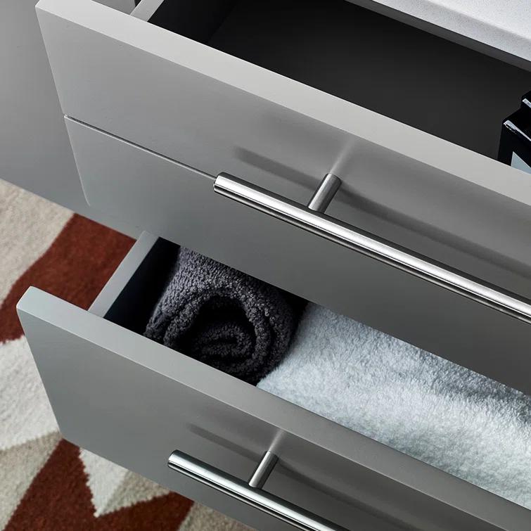 Lucera 36" Wall Mount Single Vessel Sink Right Version Bathroom Vanity with Medicine Cabinet