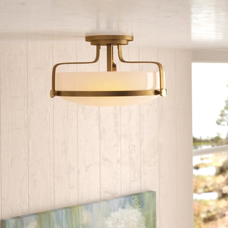 Harper Three Light 18" Retro Bowl Semi-Flush Mount Ceiling Light