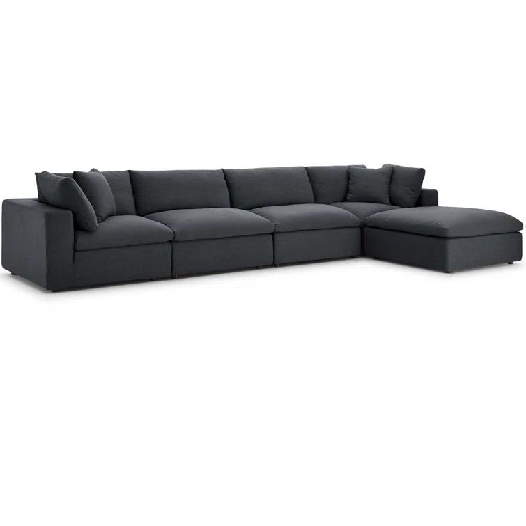 Modway Copper Grove Hrazdan Fabric/Wood Down-filled Over-stuffed 5-piece Sectional Sofa Set