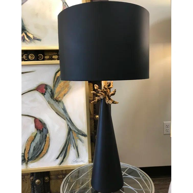 Lucas McKearn Neo Contemporary Metal Table Lamp with Gold Accents in Black