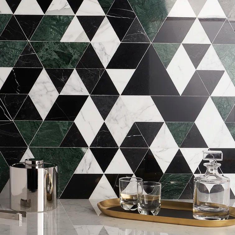 Prisma 7.75" x 13.5" Geometric Marble Mosaic Wall & Floor Tile (0.73 Sq. Ft. / Sheet)