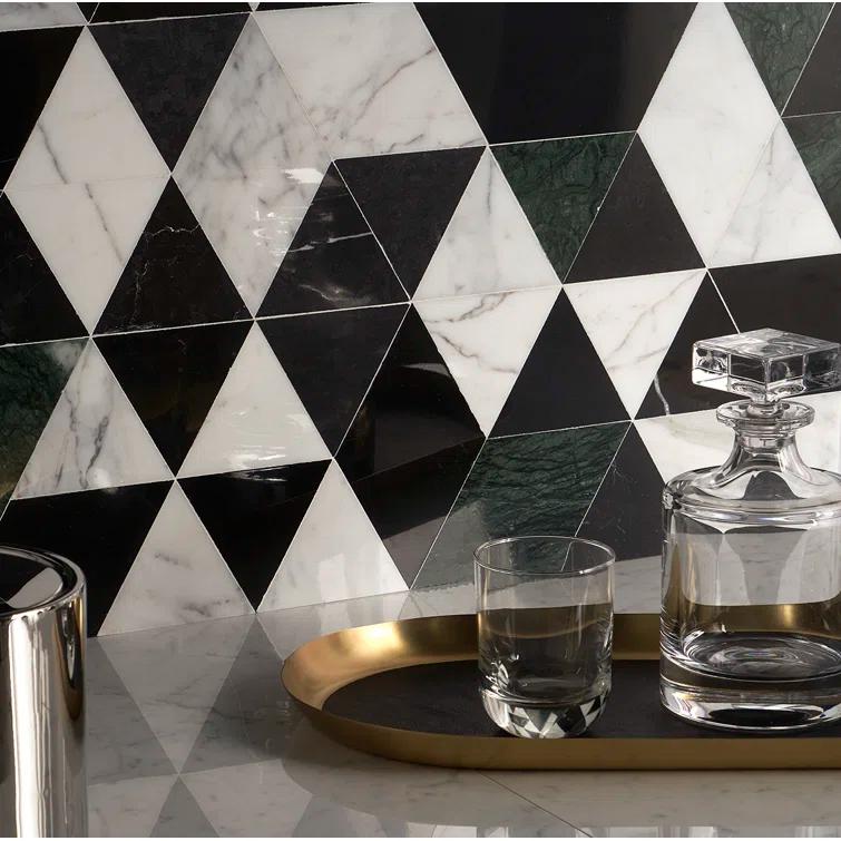 Prisma 7.75" x 13.5" Geometric Marble Mosaic Wall & Floor Tile (0.73 Sq. Ft. / Sheet)