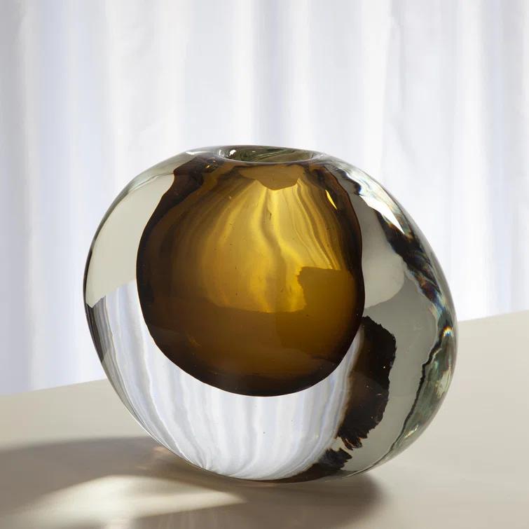 Offset Round Vase-Moss Green