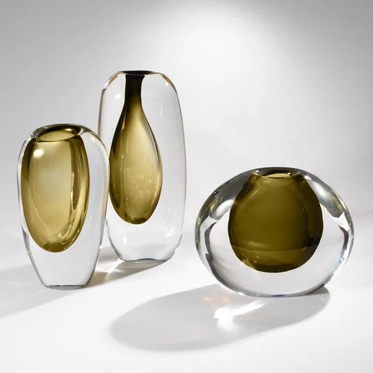 Offset Round Vase-Moss Green