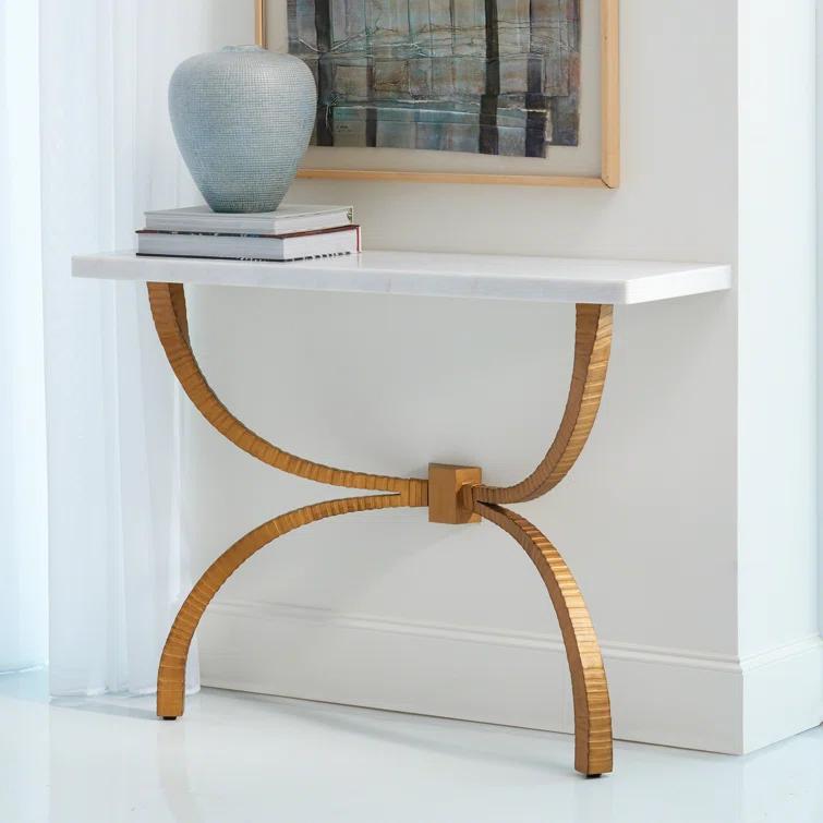 Teton Console-Gold w/White Marble Top