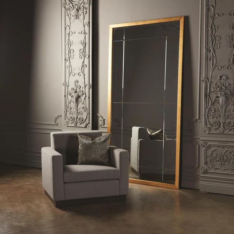 Global Views Beaumont Floor Mirror-Gold Leaf