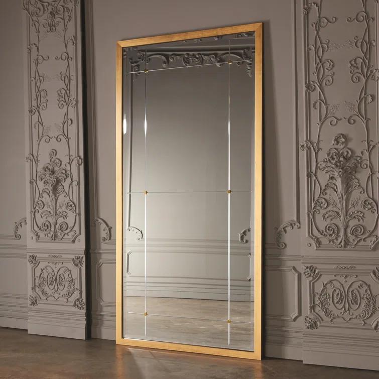 Global Views Beaumont Floor Mirror-Gold Leaf