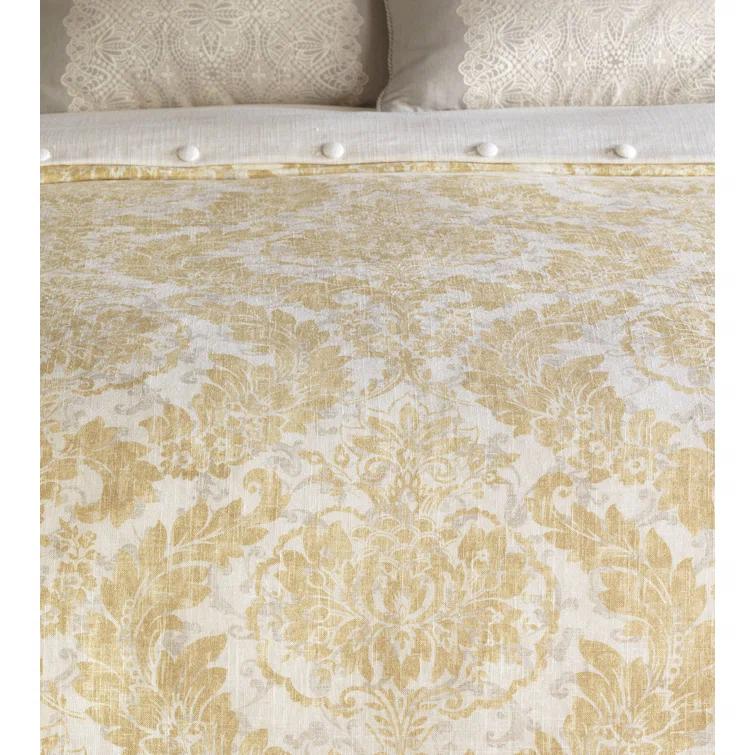 Sabelle Farmhouse / Country 100% Linen Damask Duvet Cover Set