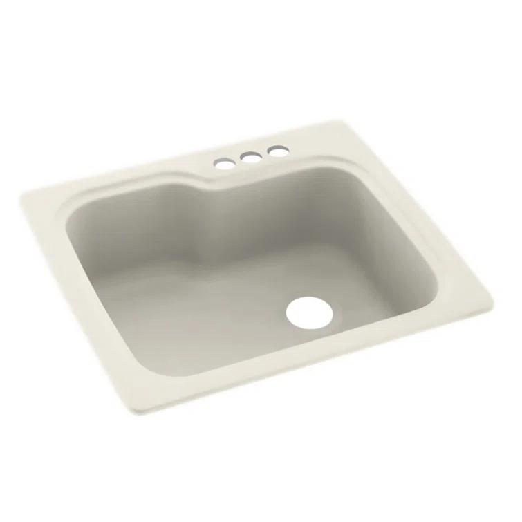 Swan 25'' L Single Bowl Solid Surface Kitchen Sink KS02522SB.010-3