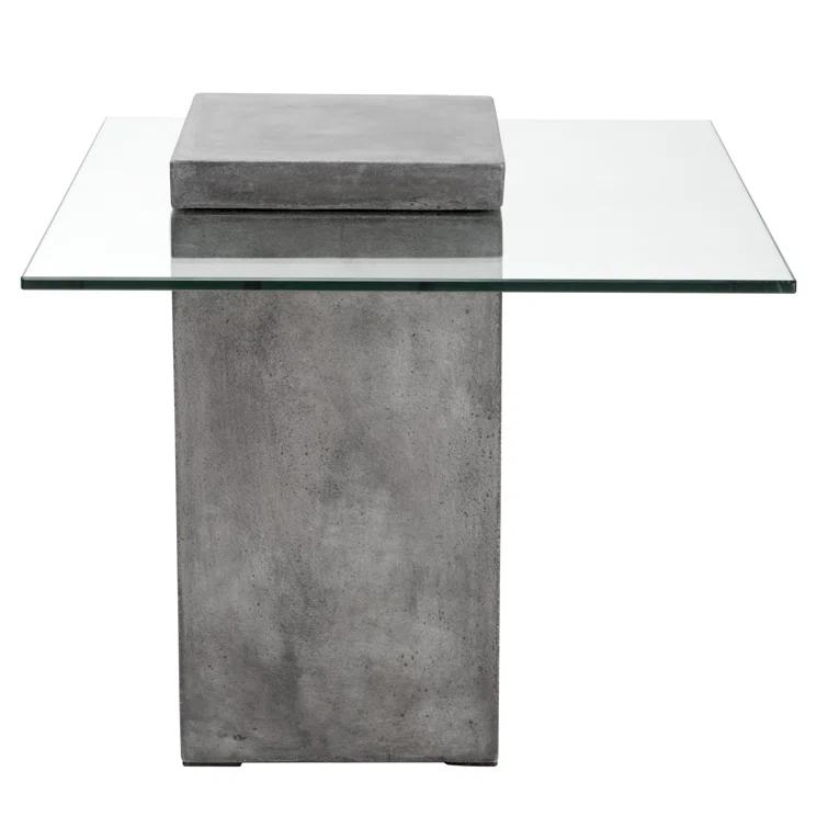 Modern Anthracite Grey 21.5'' Square Glass Nesting End Table