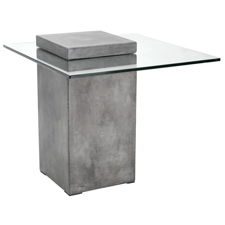 Modern Anthracite Grey 21.5'' Square Glass Nesting End Table