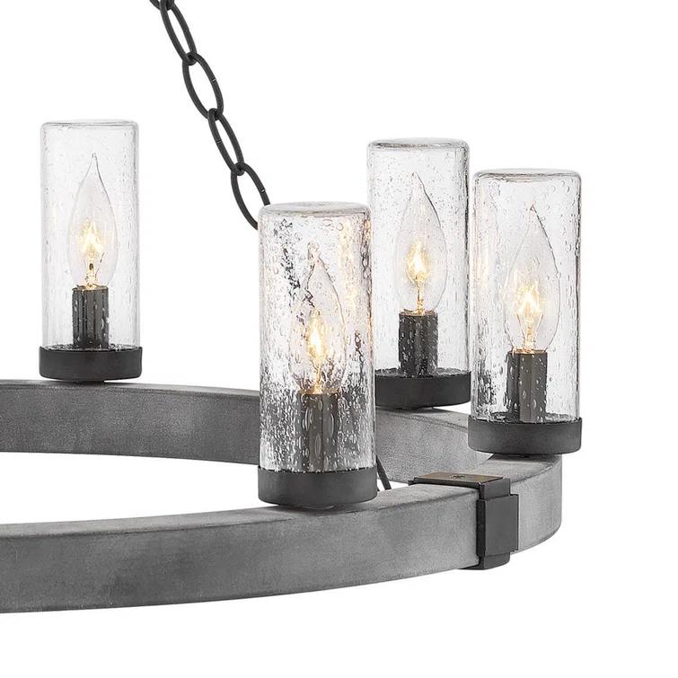 Sawyer 30" Nine-Light 12v Outdoor Candle Chandelier - LEDs Included
