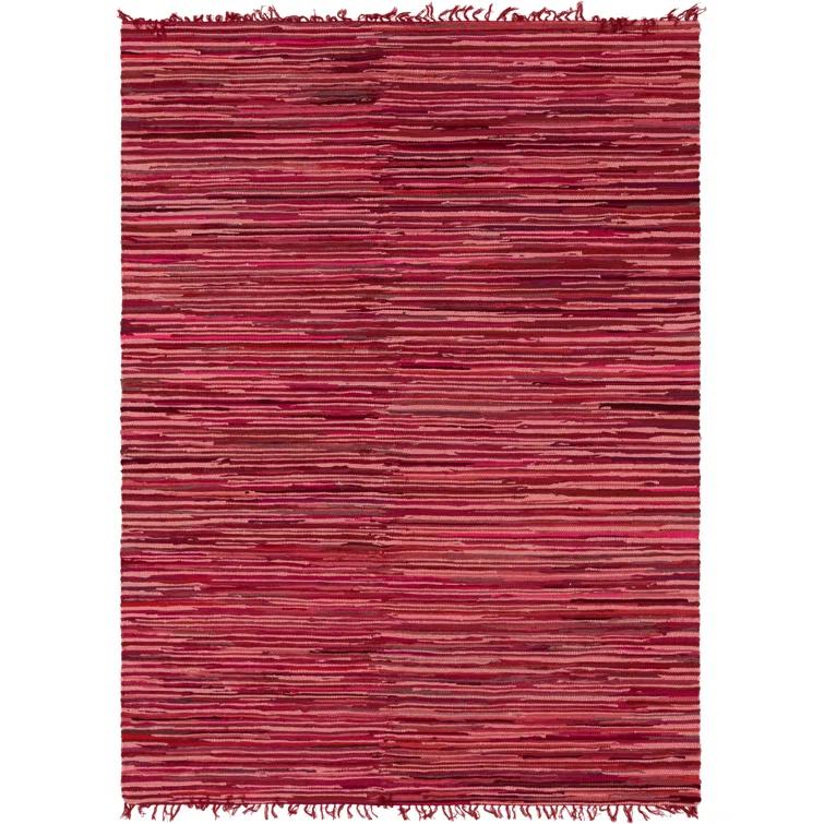 Presley Striped Hand-Knotted Cotton Red Area Rug