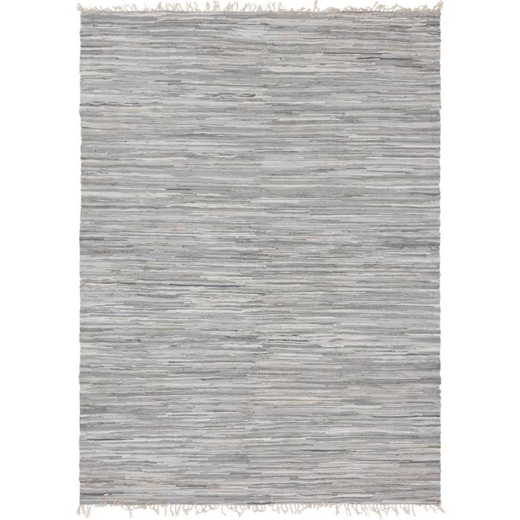 Prather Striped Hand-Knotted Cotton Gray Area Rug