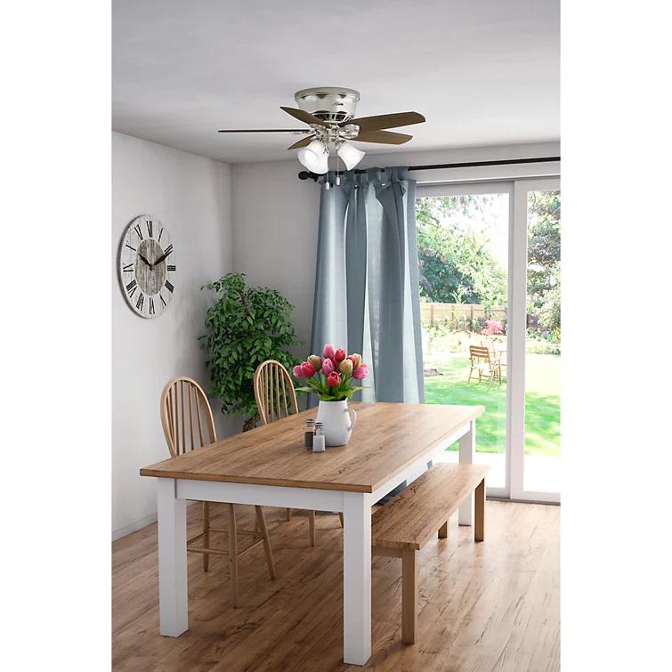 42" Builder Low Profile 5 - Blade Flush Mount Ceiling Fan with Pull Chain and Light Kit Included
