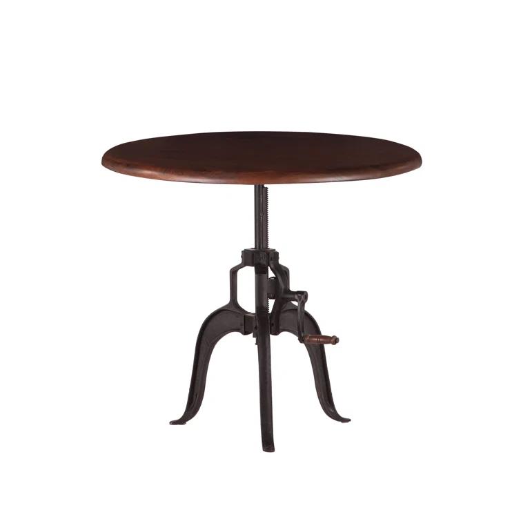 Artezia 30" Round Industrial Black/Brown Wood & Metal Side Table