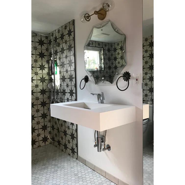 CastelloUSA Pyramid 36" Rectangular Wall Mount Solid Surface Bathroom Sink CB-GM-2053