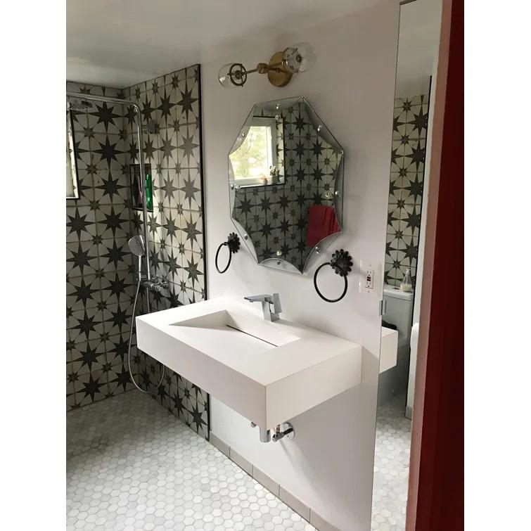CastelloUSA Pyramid 36" Rectangular Wall Mount Solid Surface Bathroom Sink CB-GM-2053