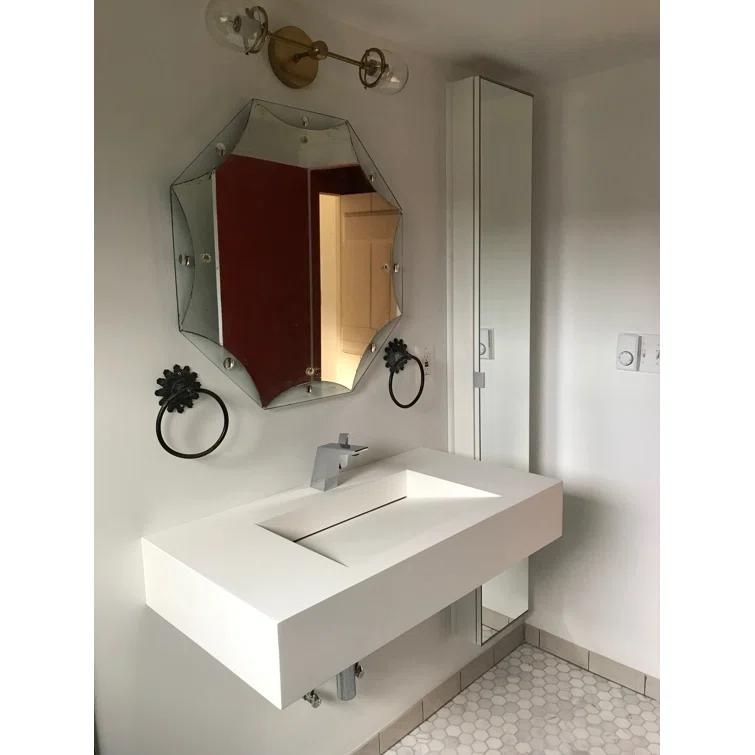 CastelloUSA Pyramid 36" Rectangular Wall Mount Solid Surface Bathroom Sink CB-GM-2053
