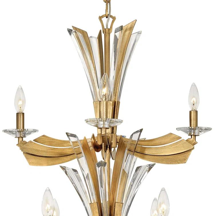 Fredrick Ramond Vida 34" Twelve-Light Two-Tier Candle Chandelier w/ Crystal Accents