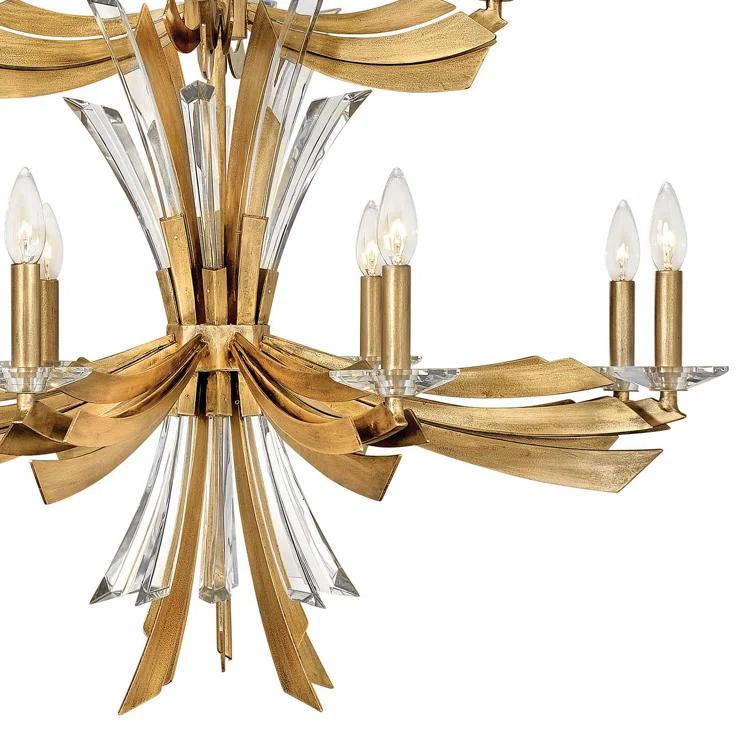 Fredrick Ramond Vida 34" Twelve-Light Two-Tier Candle Chandelier w/ Crystal Accents
