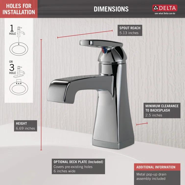 Ashlyn Single Hole Bathroom Faucet with Drain Assembly, Single Handle Bathroom Sink Faucet