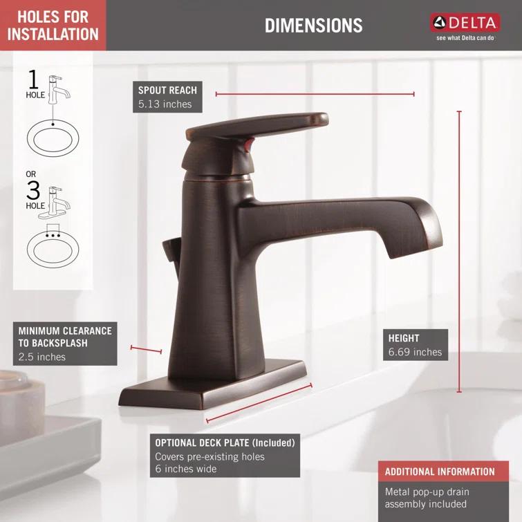 Ashlyn Single Hole Bathroom Faucet with Drain Assembly, Single Handle Bathroom Sink Faucet