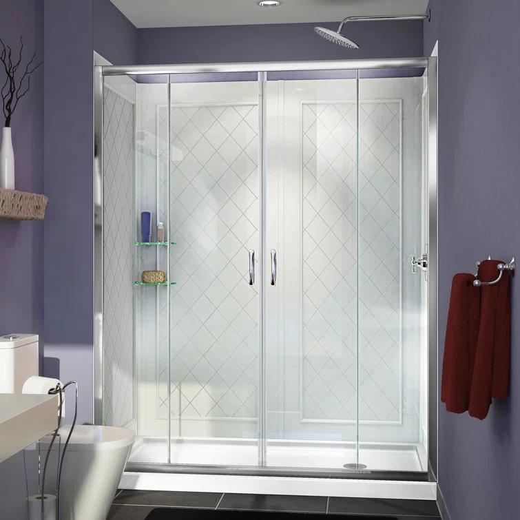 Visions 60" x 30" x 76.75" Sliding Frameless Shower Door
