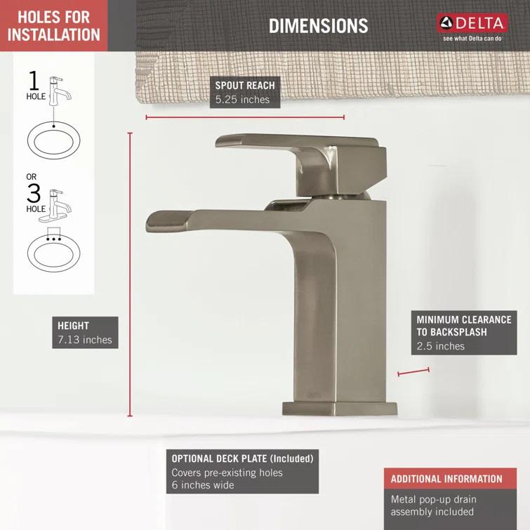 Delta Ara Single Hole Bathroom Faucet 568LF-SSLPU