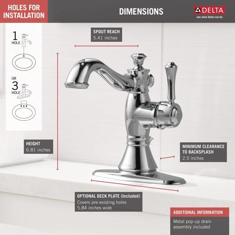 Cassidy™ Single Hole Bathroom Faucet with Drain Assembly