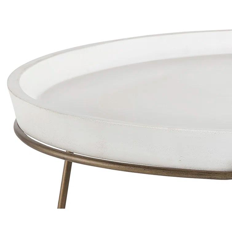 Sunpan Remy 31.5" Modern Metal Coffee Table with Tray-like Top in Brass/White