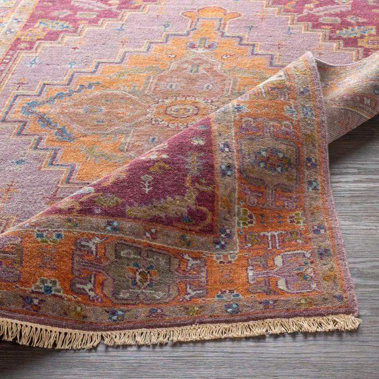 Hand-Knotted Light Blue Wool Floral Motif Area Rug