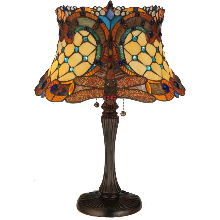 Meyda Tiffany-style Hanging Head 2-light Dragonfly Table Lamp