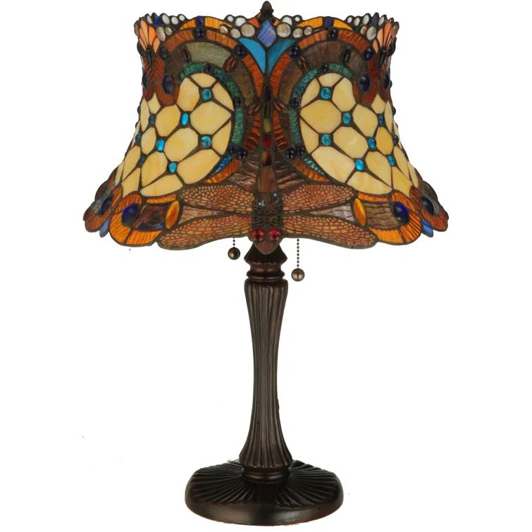 Meyda Tiffany-style Hanging Head 2-light Dragonfly Table Lamp