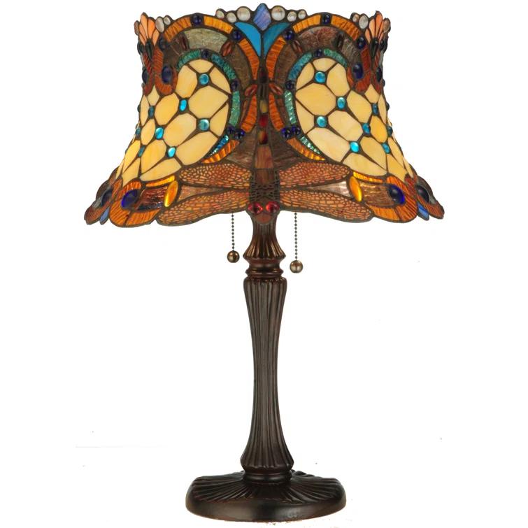 Meyda Tiffany-style Hanging Head 2-light Dragonfly Table Lamp