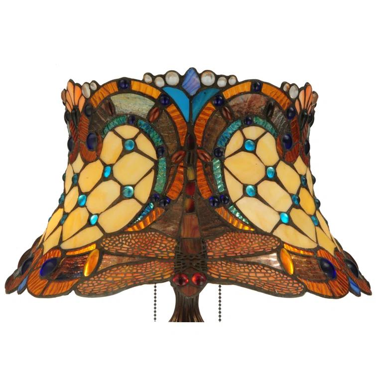 Meyda Tiffany-style Hanging Head 2-light Dragonfly Table Lamp