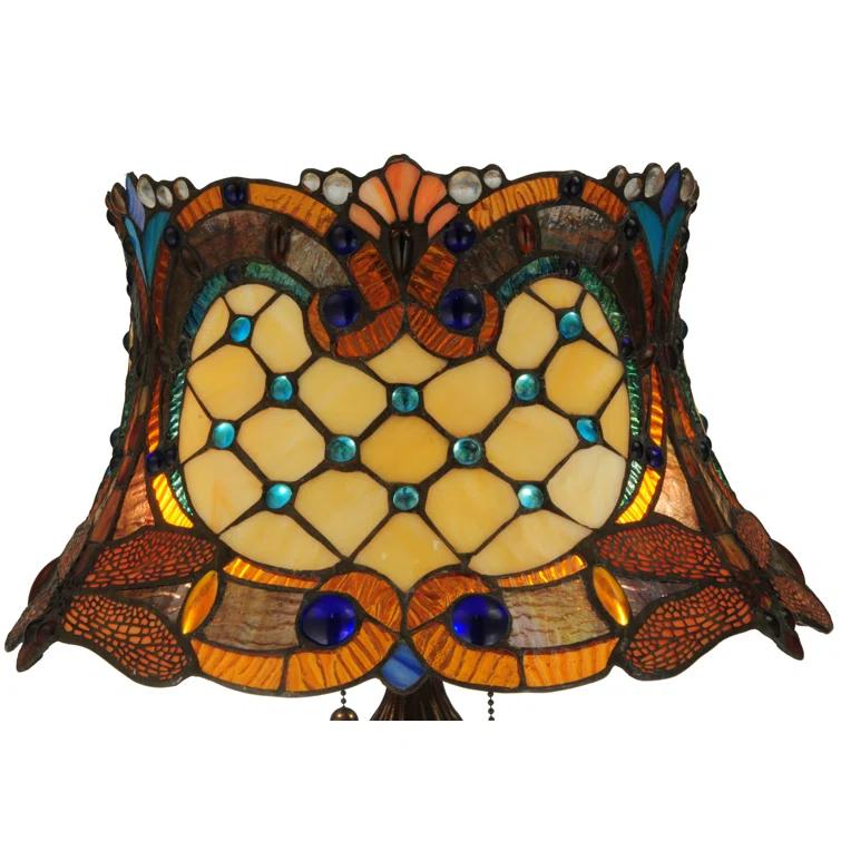 Meyda Tiffany-style Hanging Head 2-light Dragonfly Table Lamp