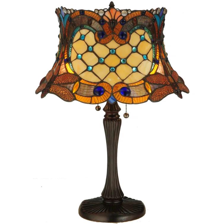 Meyda Tiffany-style Hanging Head 2-light Dragonfly Table Lamp