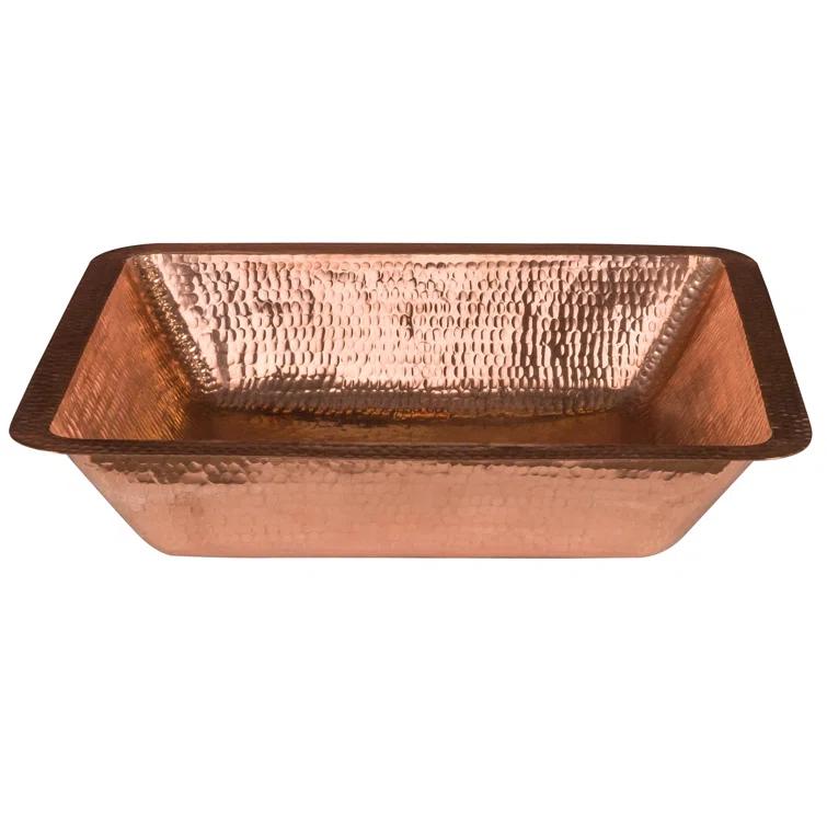 Premier Copper Products 19" Rectangle Under Counter Hammered Copper Bathroom Sink LREC19PC