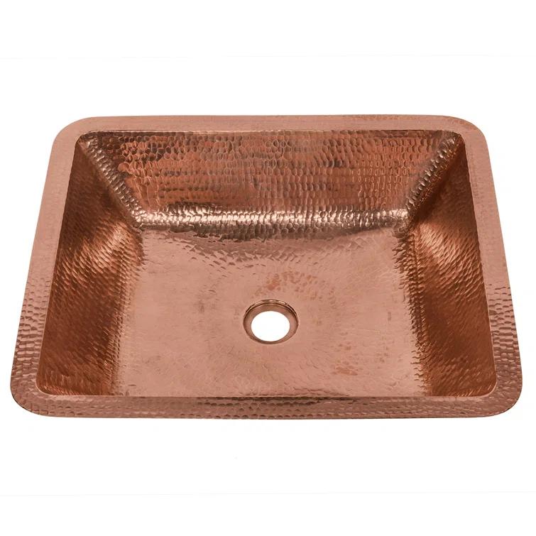 Premier Copper Products 19" Rectangle Under Counter Hammered Copper Bathroom Sink LREC19PC