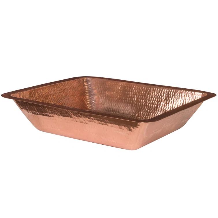 Premier Copper Products 19" Rectangle Under Counter Hammered Copper Bathroom Sink LREC19PC