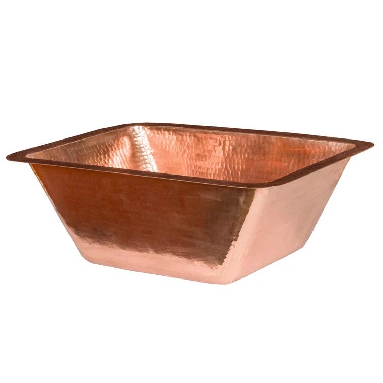 17" Rectangle Hammered Copper Bathroom Sink