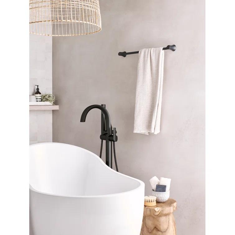 Moen Doux Single Handle Floor Mounted Freestanding Tub Filler with Handshower