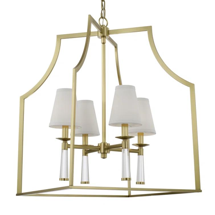 Four Light Chandelier In Minimalist Style 22 Inches Wide By 30 Inches High-Aged Brass Finish    -Traditional Installation Crystorama Lighting 8864-Ag